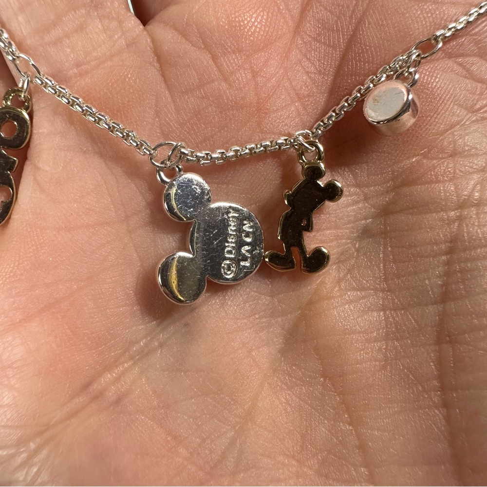 Disney 90 Years Collector Necklace Sterling Silver .925 And Cz Dangle Charms View 6